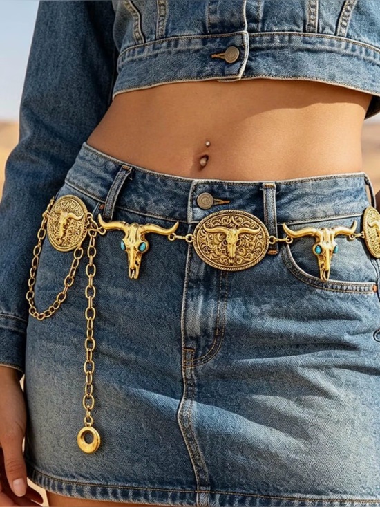 Accessories - THUNDERBIRD CONCHO WESTERN GOLD BELT ADJUSTABLE BUCKLE MENS WOMENS NWT